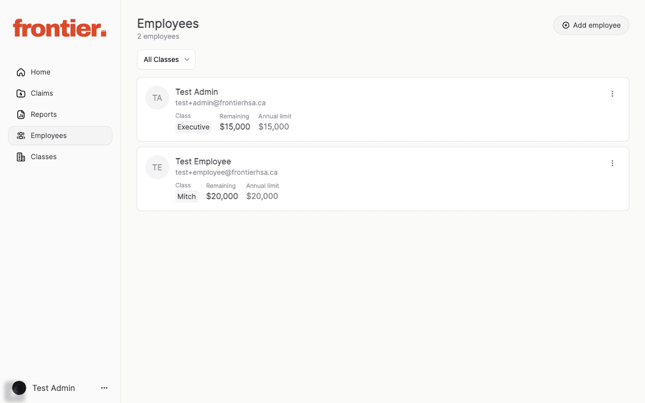 Employee roster for validating class assignments.